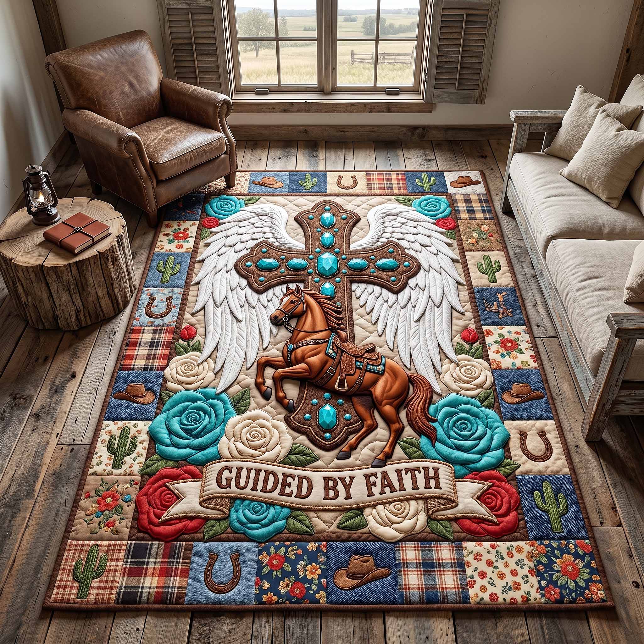 Western Grace Area Rug - Non-Slip Washable 3D Print Rug for Living Room & BedroomTVC2108227