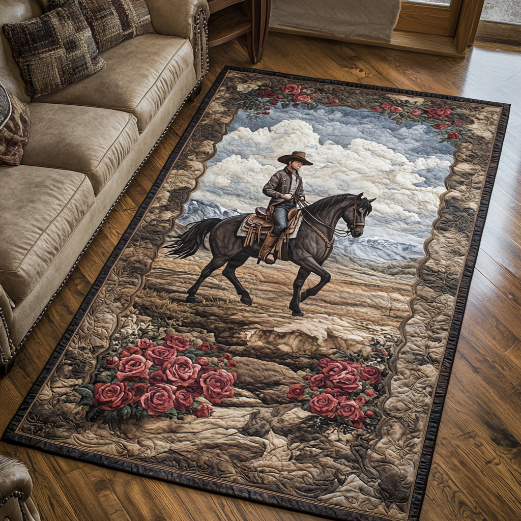 Western Ride Area Rug - Non-Slip Washable 3D Print Rug for Living Room & BedroomTVC2108241