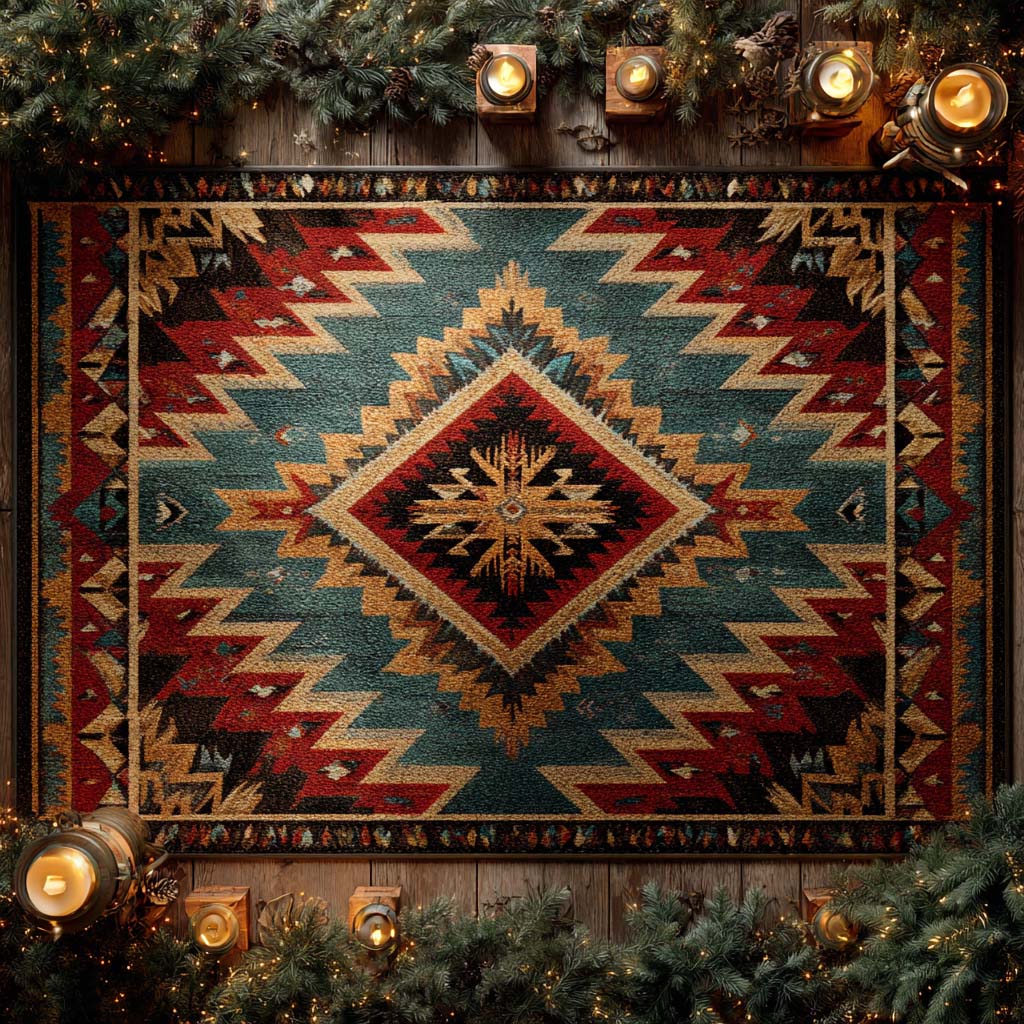 Western Starburst Pattern Area Rug - Non-Slip Washable 3D Print Rug for Living Room & BedroomTVC2108257