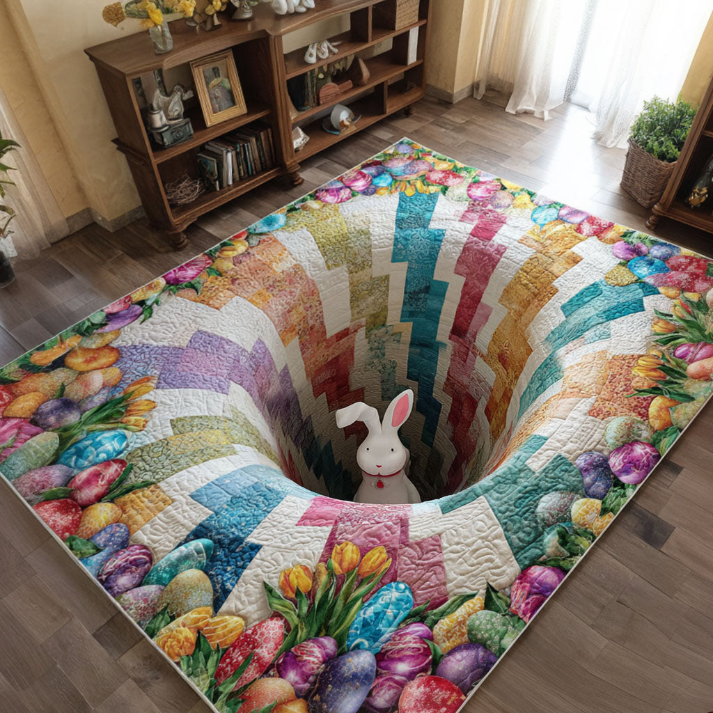 Whimsical Rabbit Tunnel Area Rug - Non-Slip Washable 3D Print Rug for Living Room & BedroomTVC2108241