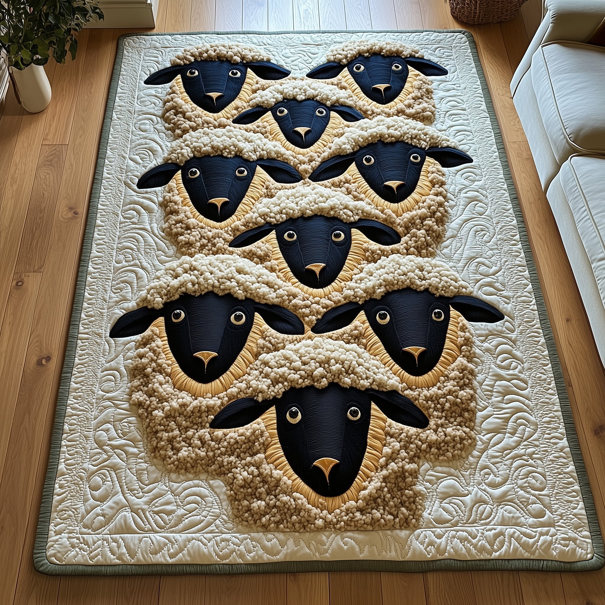 Whimsical Sheep Area Rug - Non-Slip Washable 3D Print Rug for Living Room & BedroomTVC2108385