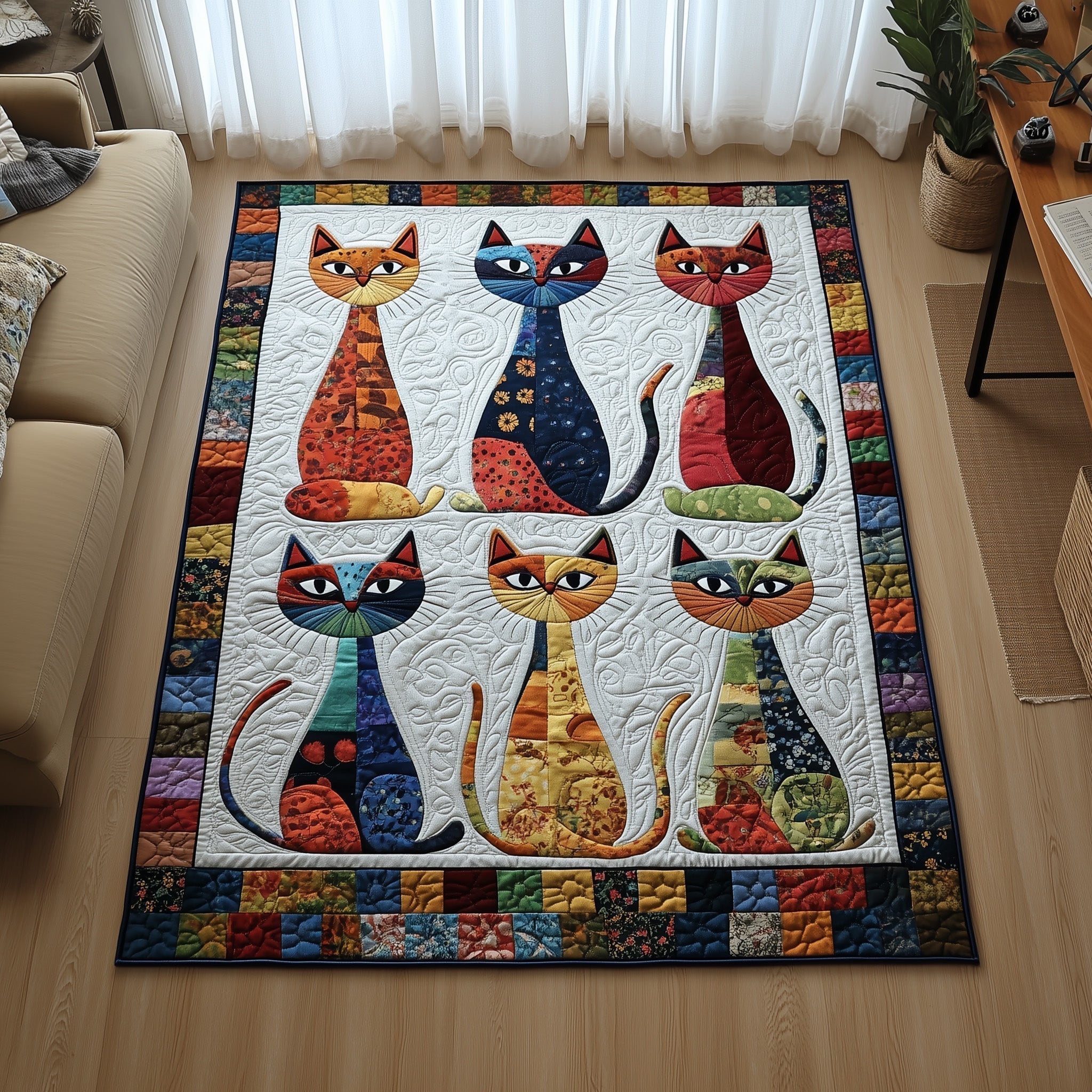 Whiskered Companion Area Rug - Non-Slip Washable 3D Print Rug for Living Room & BedroomTVC2108219