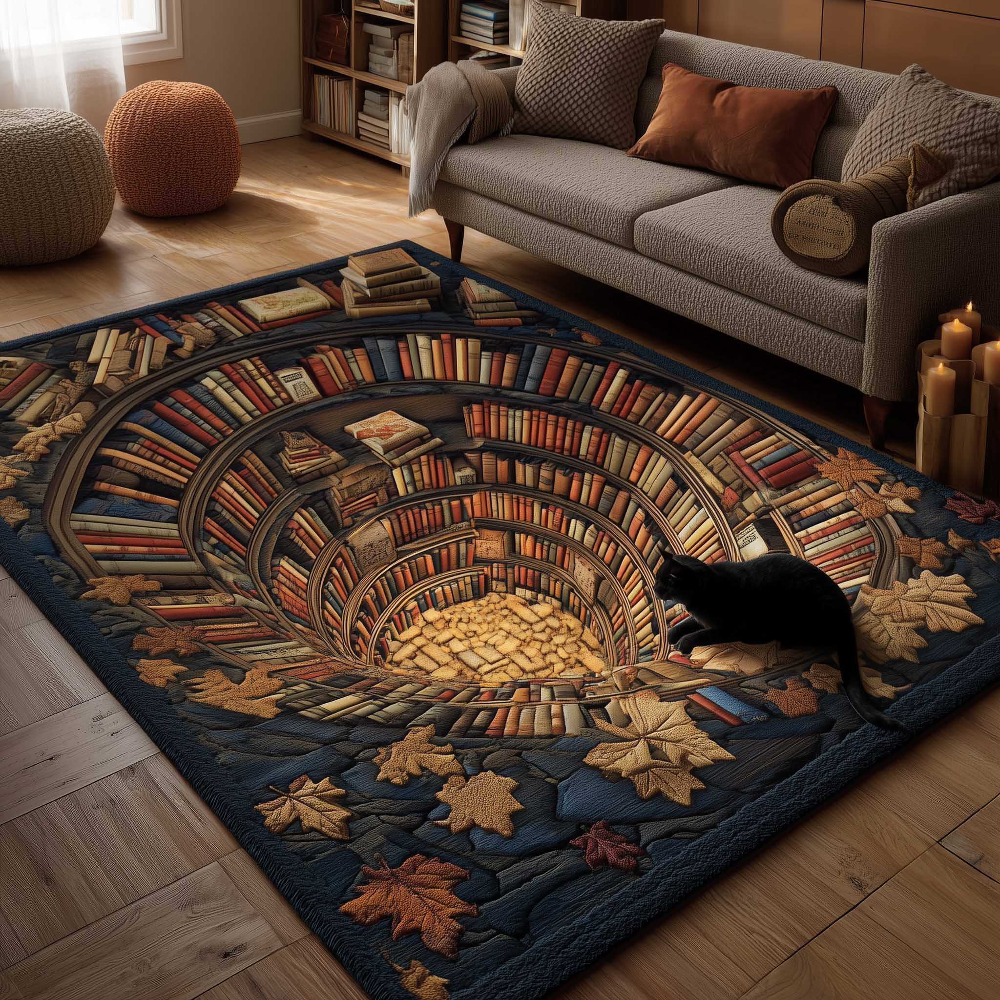 Whiskered Library Area Rug - Non-Slip Washable 3D Print Rug for Living Room & BedroomTVC2108227