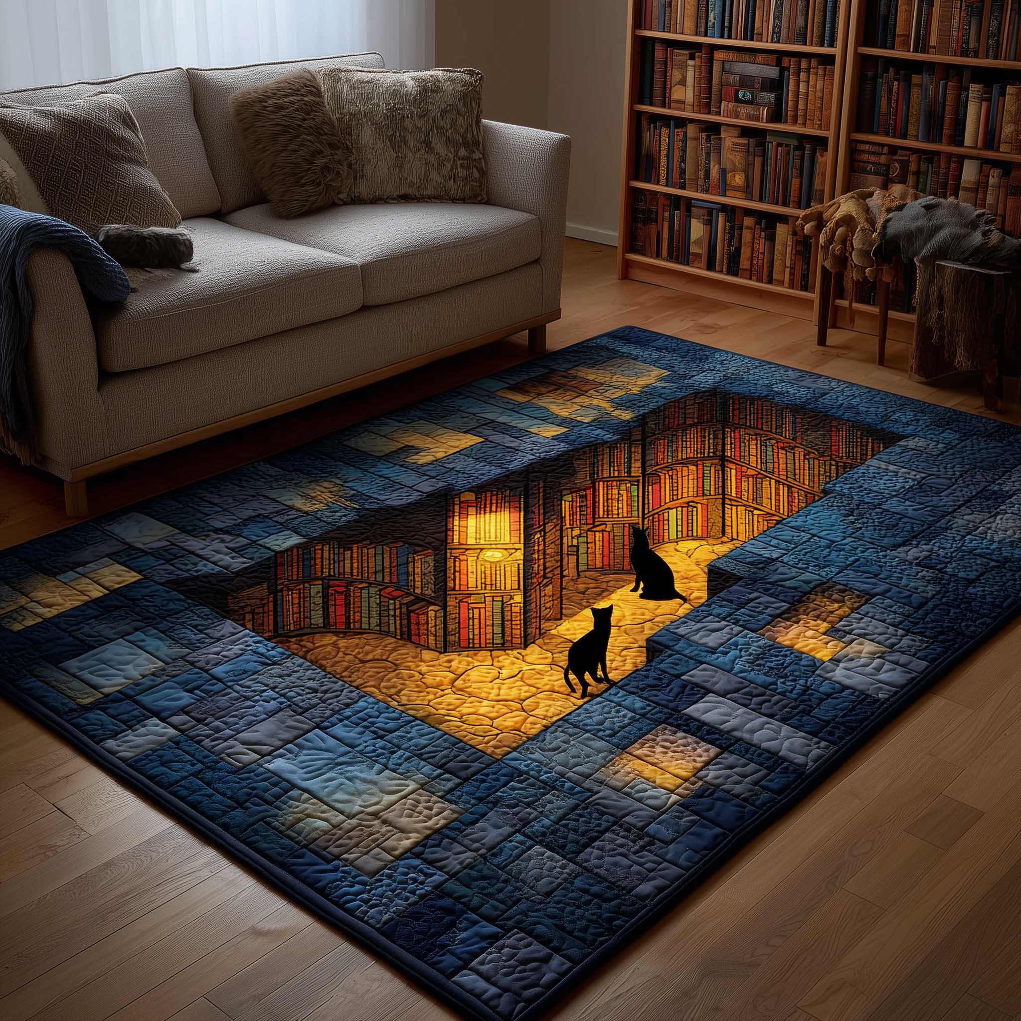 Whiskered Library Area Rug - Non-Slip Washable 3D Print Rug for Living Room & BedroomTVC2108385