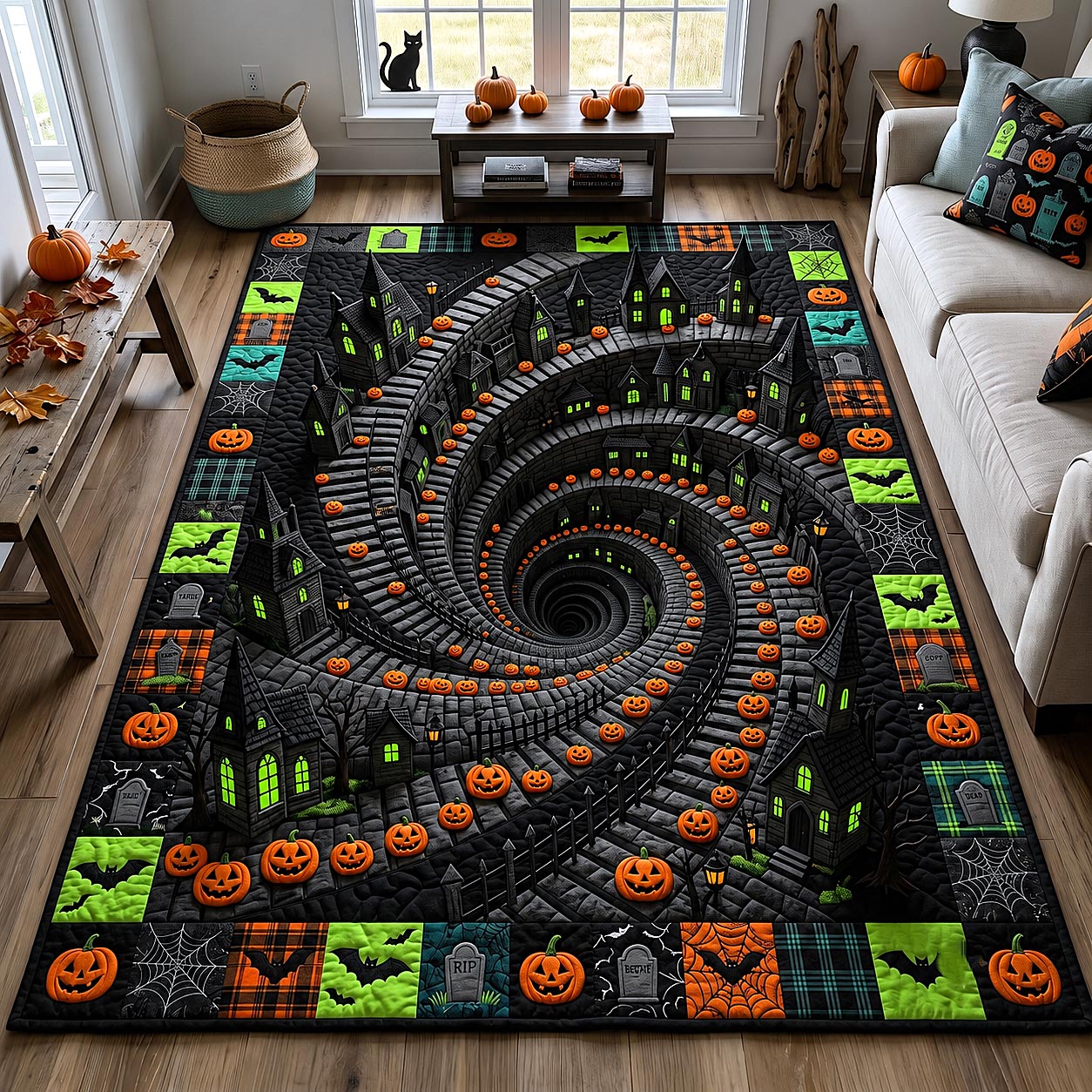 Wicked Village Area Rug - Non-Slip Washable 3D Print Rug for Living Room & BedroomTVC2108227