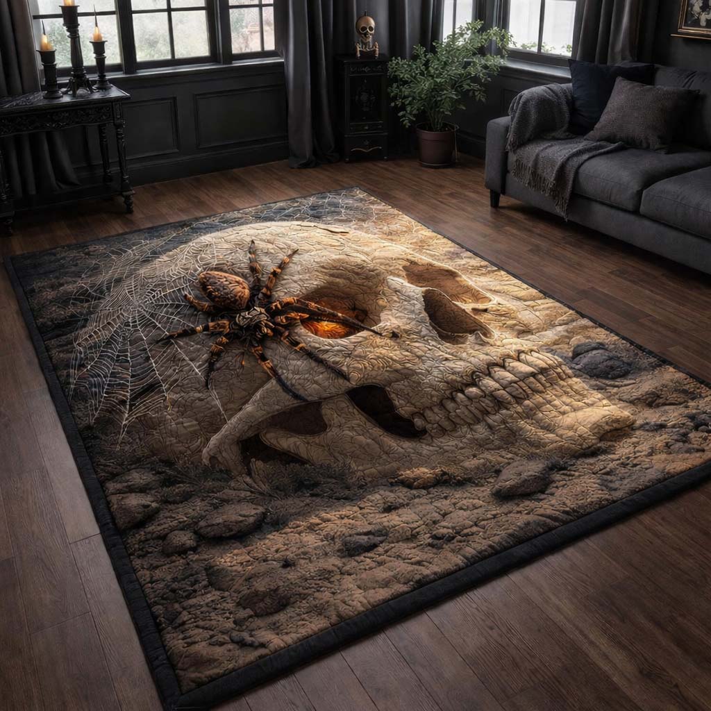 Widow Spider Skull Area Rug - Non-Slip Washable 3D Print Rug for Living Room & BedroomTVC2108385