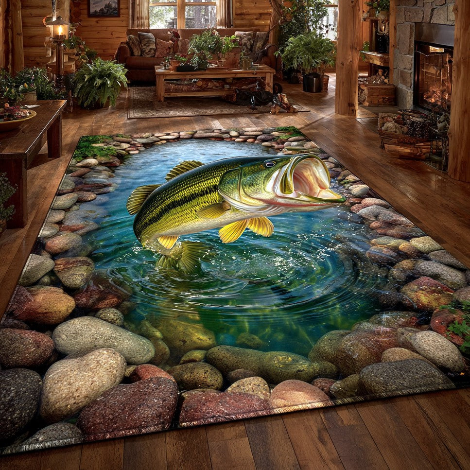 Wild Bass Area Rug - Non-Slip Washable 3D Print Rug for Living Room & BedroomTVC2108256