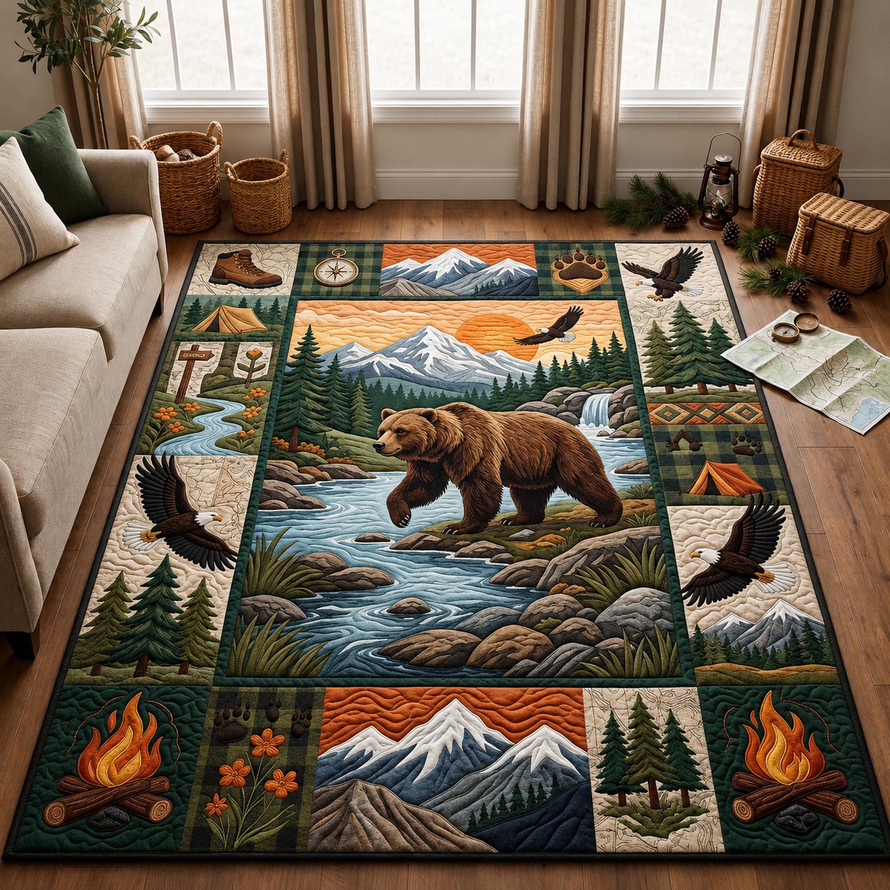 Wild Bear Area Rug - Non-Slip Washable 3D Print Rug for Living Room & BedroomTVC2108361