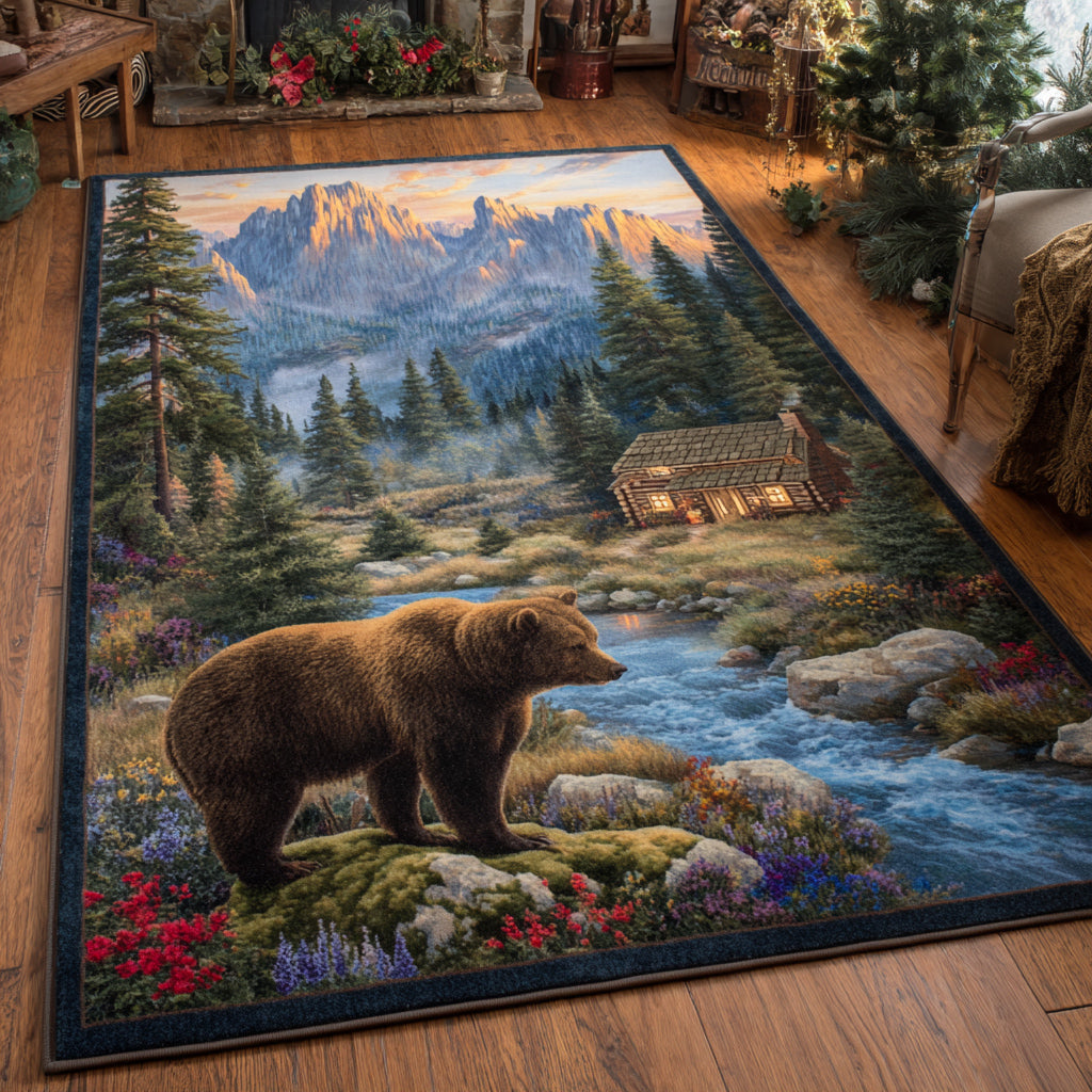Wild Bear Majesty Area Rug - Non-Slip Washable 3D Print Rug for Living Room & BedroomTVC2108256