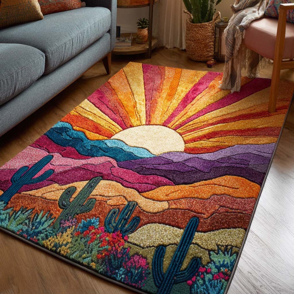 Wild Cactus Area Rug - Non-Slip Washable 3D Print Rug for Living Room & BedroomTVC2108256