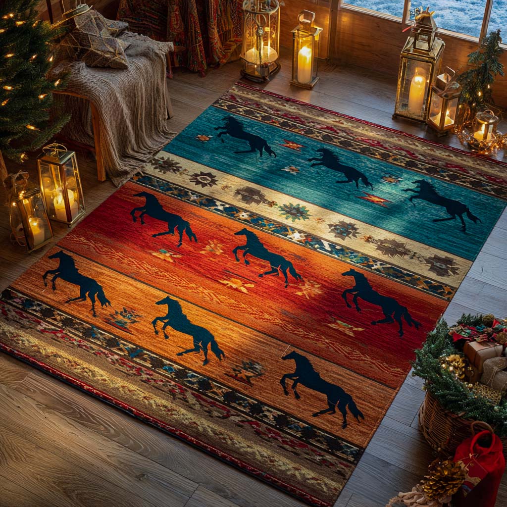Wild Horses Sundown Area Rug - Non-Slip Washable 3D Print Rug for Living Room & BedroomTVC2108241