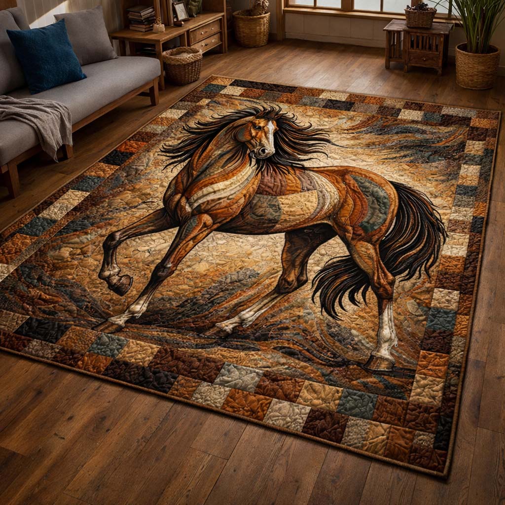Wild Patchwork Stallion Area Rug - Non-Slip Washable 3D Print Rug for Living Room & BedroomTVC2108384