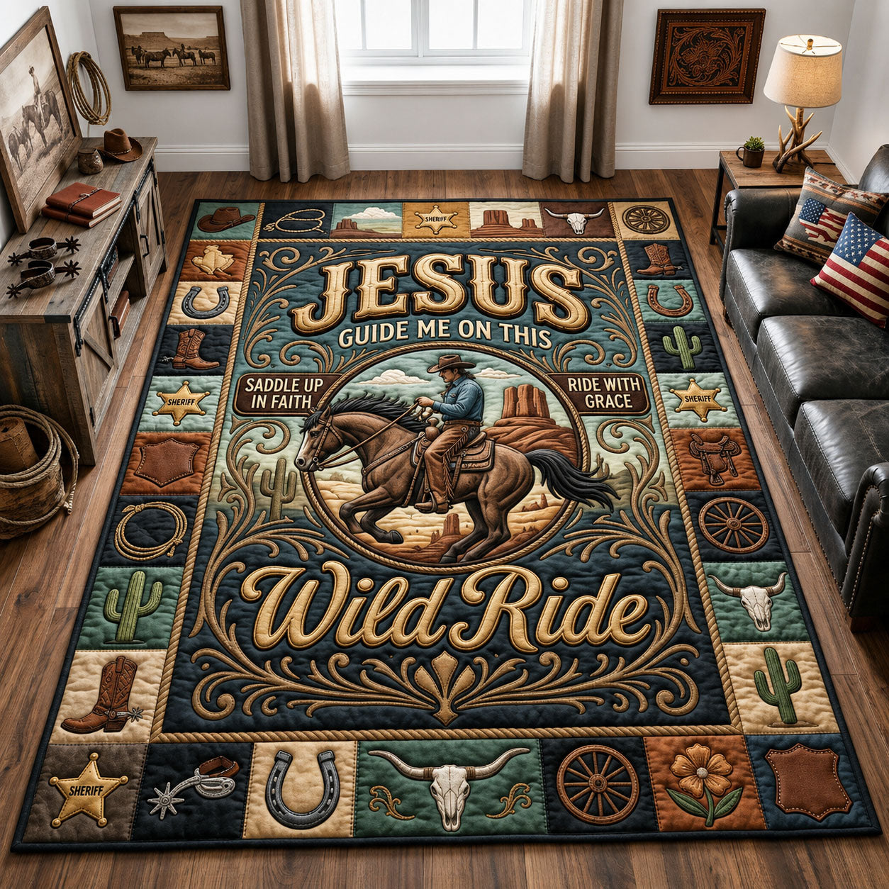 Wild Ride Area Rug - Non-Slip Washable 3D Print Rug for Living Room & Bedroom (DesignTVC2108361