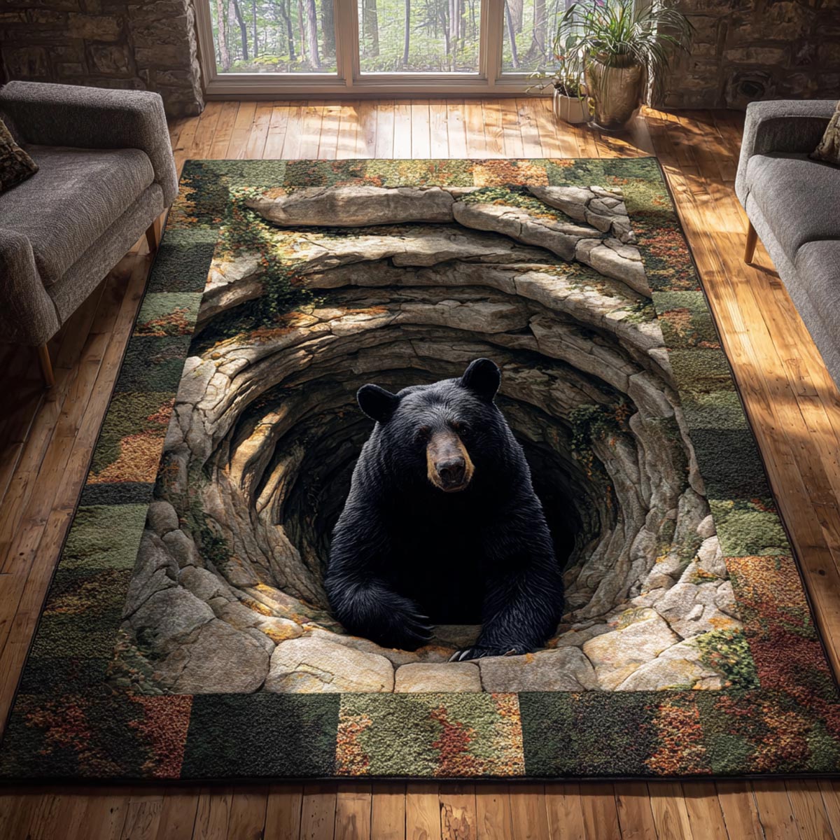Wild Timber Area Rug - Non-Slip Washable 3D Print Rug for Living Room & BedroomTVC2108256