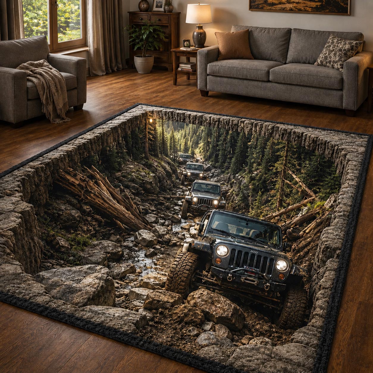 Wild Trails Area Rug - Non-Slip Washable 3D Print Rug for Living Room & BedroomTVC2108384