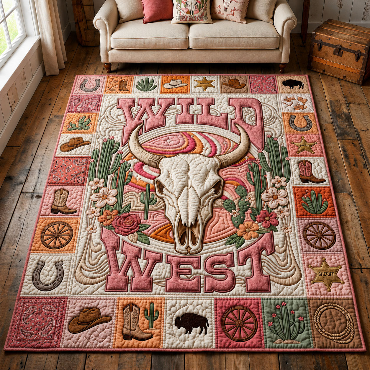 Wild West Area Rug - Non-Slip Washable 3D Print Rug for Living Room & BedroomTVC2108384
