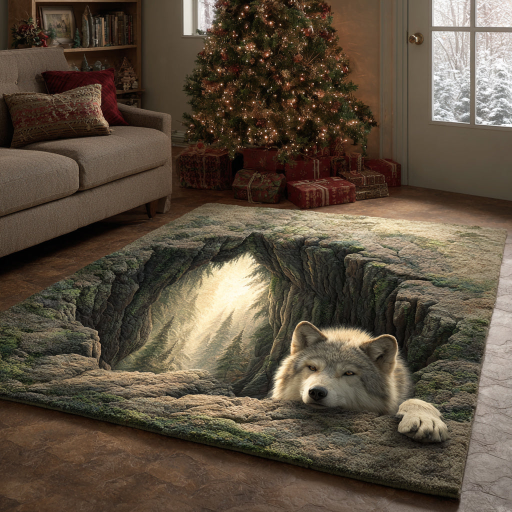 Wild Wolf Lookout Area Rug - Non-Slip Washable 3D Print Rug for Living Room & BedroomTVC2108255