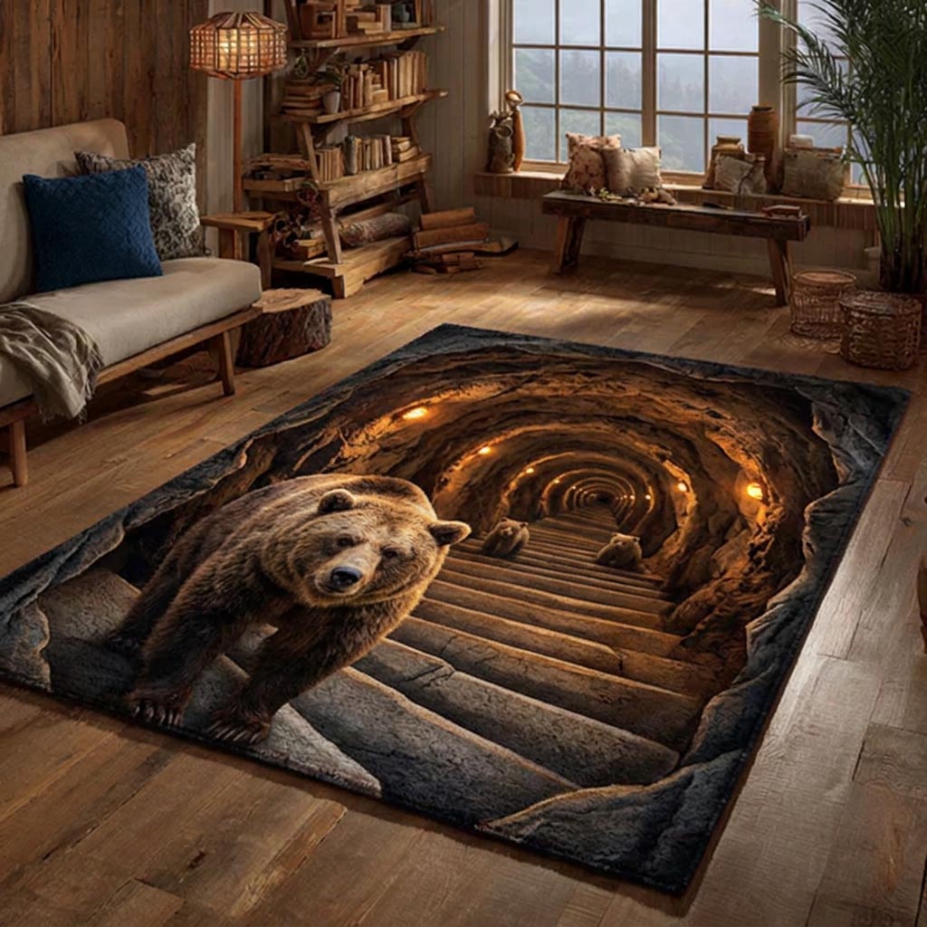 Wilderness Bear Area Rug - Non-Slip Washable 3D Print Rug for Living Room & BedroomTVC2108383