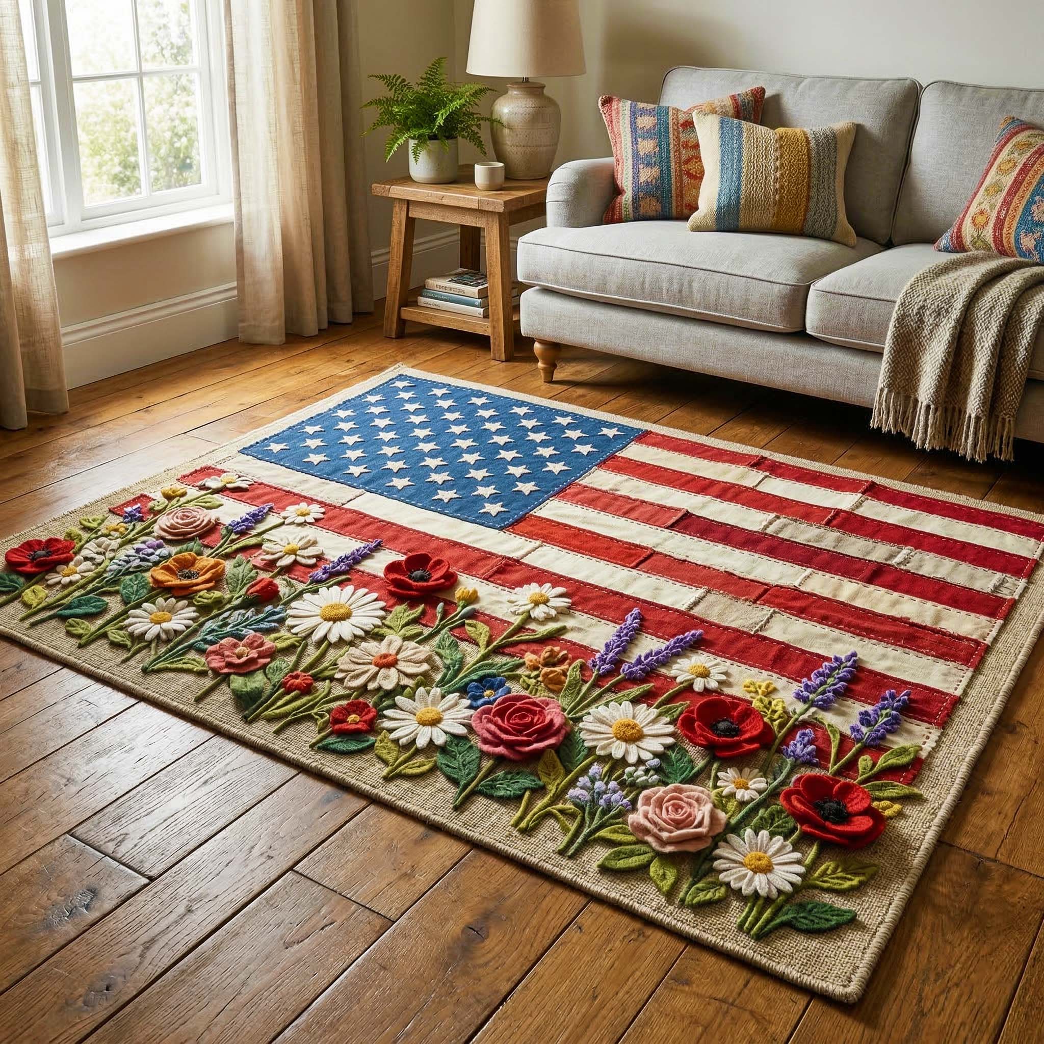 Wildflower Glory Area Rug - Non-Slip Washable 3D Print Rug for Living Room & BedroomTVC2108383