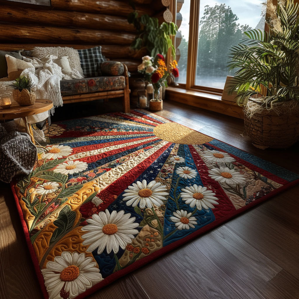 Wildflower Sunray Area Rug - Non-Slip Washable 3D Print Rug for Living Room & BedroomTVC2108240