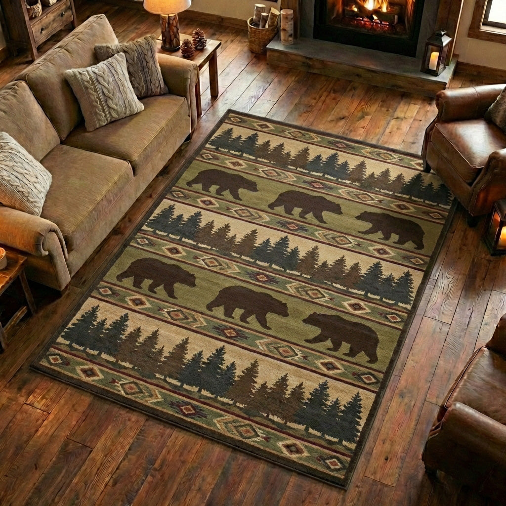 Wildwood Bear Area Rug - Non-Slip Washable 3D Print Rug for Living Room & BedroomTVC2108240