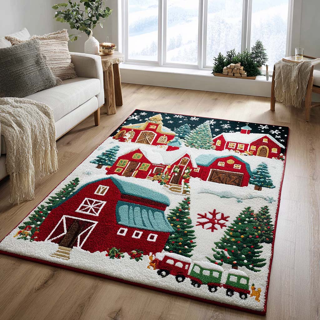 Winter Barns Area Rug - Non-Slip Washable 3D Print Rug for Living Room & BedroomTVC2108240