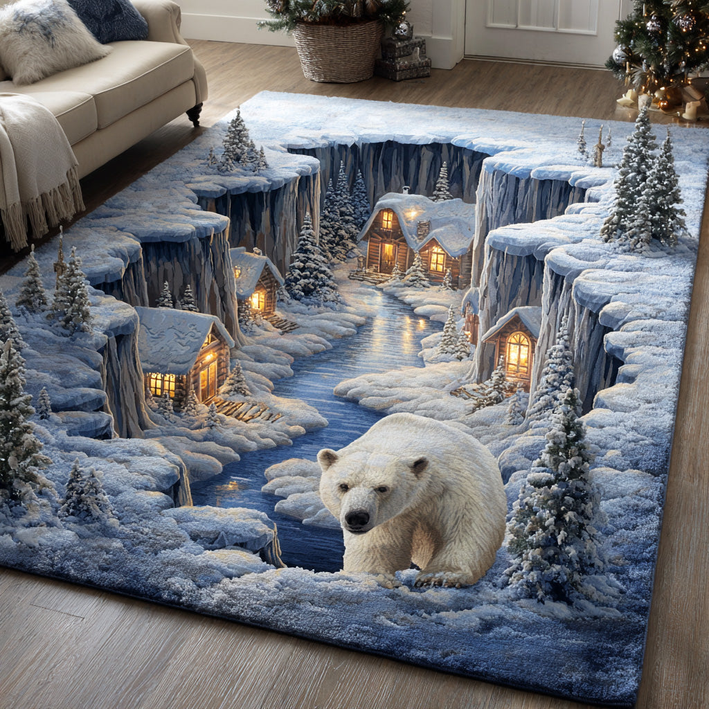 Winter Bear Area Rug - Non-Slip Washable 3D Print Rug for Living Room & BedroomTVC2108255