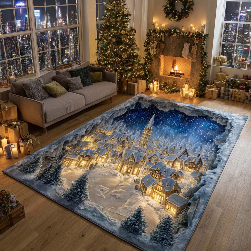 Winter Charm Area Rug - Non-Slip Washable 3D Print Rug for Living Room & BedroomTVC2108255