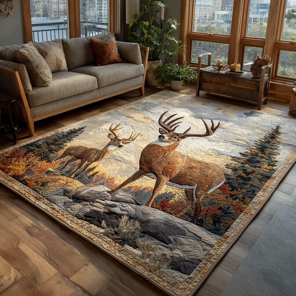 Winter Deer Area Rug - Non-Slip Washable 3D Print Rug for Living Room & BedroomTVC2108255