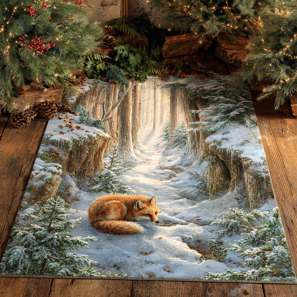 Winter Fox Area Rug - Non-Slip Washable 3D Print Rug for Living Room & BedroomTVC2108255