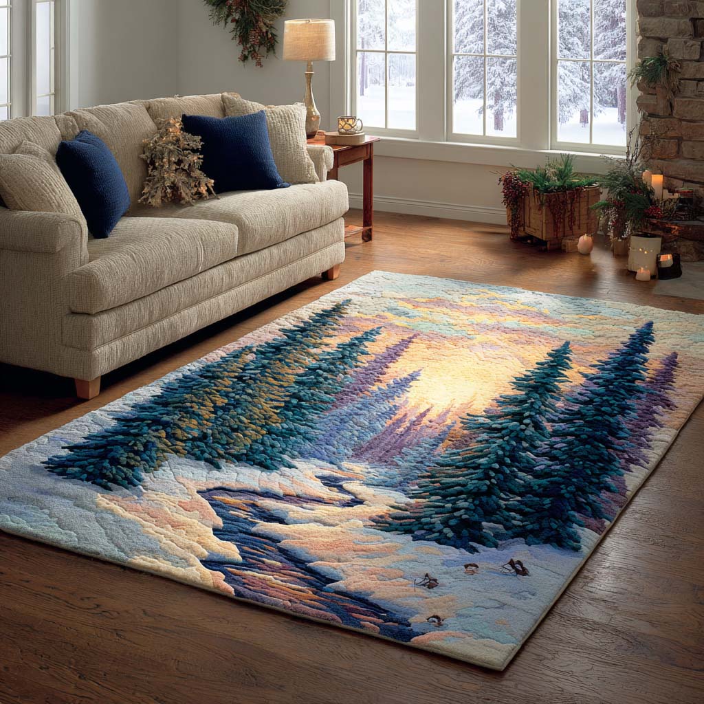 Winter Glow Area Rug - Non-Slip Washable 3D Print Rug for Living Room & BedroomTVC2108255