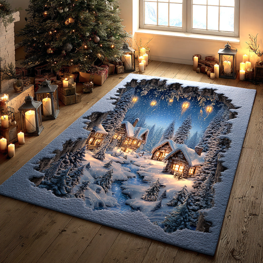 Winter Glow Lane Area Rug - Non-Slip Washable 3D Print Rug for Living Room & BedroomTVC2108240