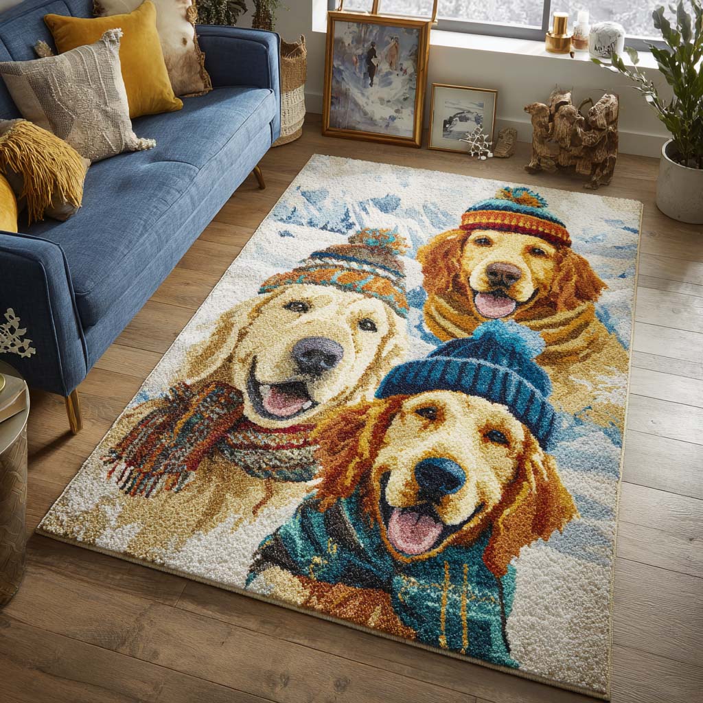 Winter Golden Area Rug - Non-Slip Washable 3D Print Rug for Living Room & BedroomTVC2108255