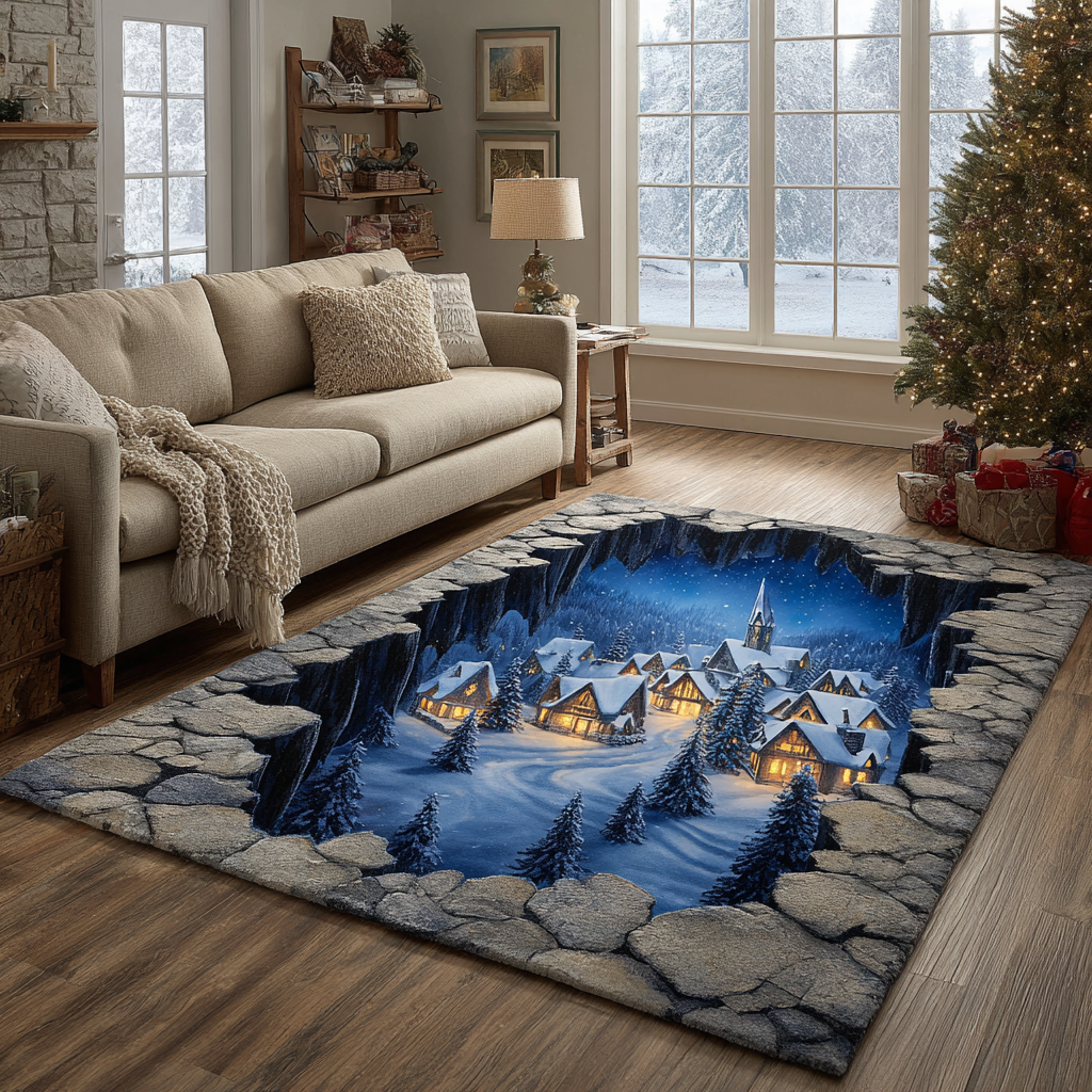 Winter Haven Area Rug - Non-Slip Washable 3D Print Rug for Living Room & BedroomTVC2108210