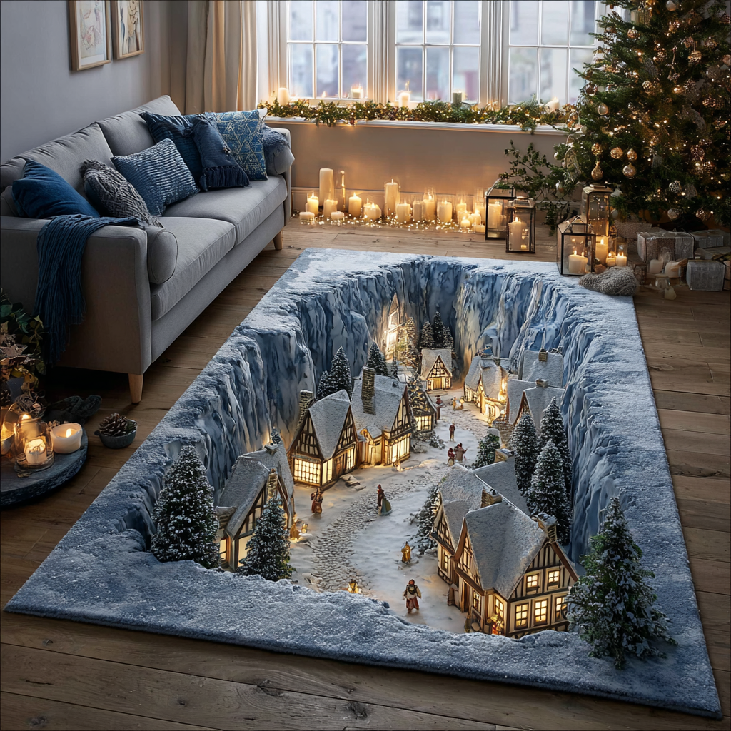 Winter Lights Area Rug - Non-Slip Washable 3D Print Rug for Living Room & BedroomTVC2108255