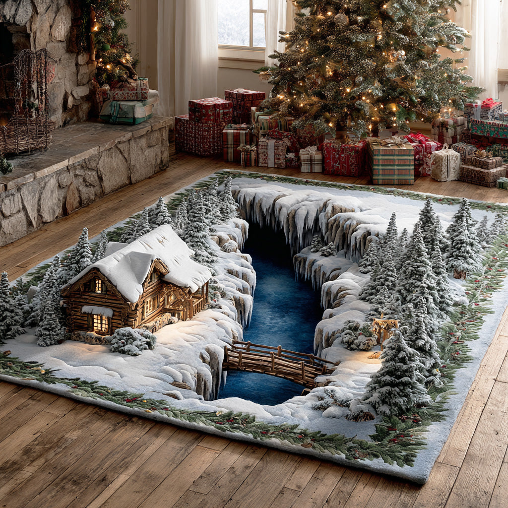 Winter Pine Woodland Area Rug - Non-Slip Washable 3D Print Rug for Living Room & BedroomTVC2108254