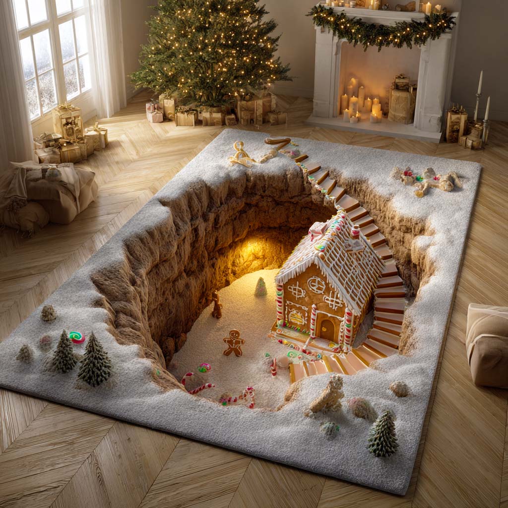 Winter Pit Cottage Area Rug - Non-Slip Washable 3D Print Rug for Living Room & BedroomTVC2108254