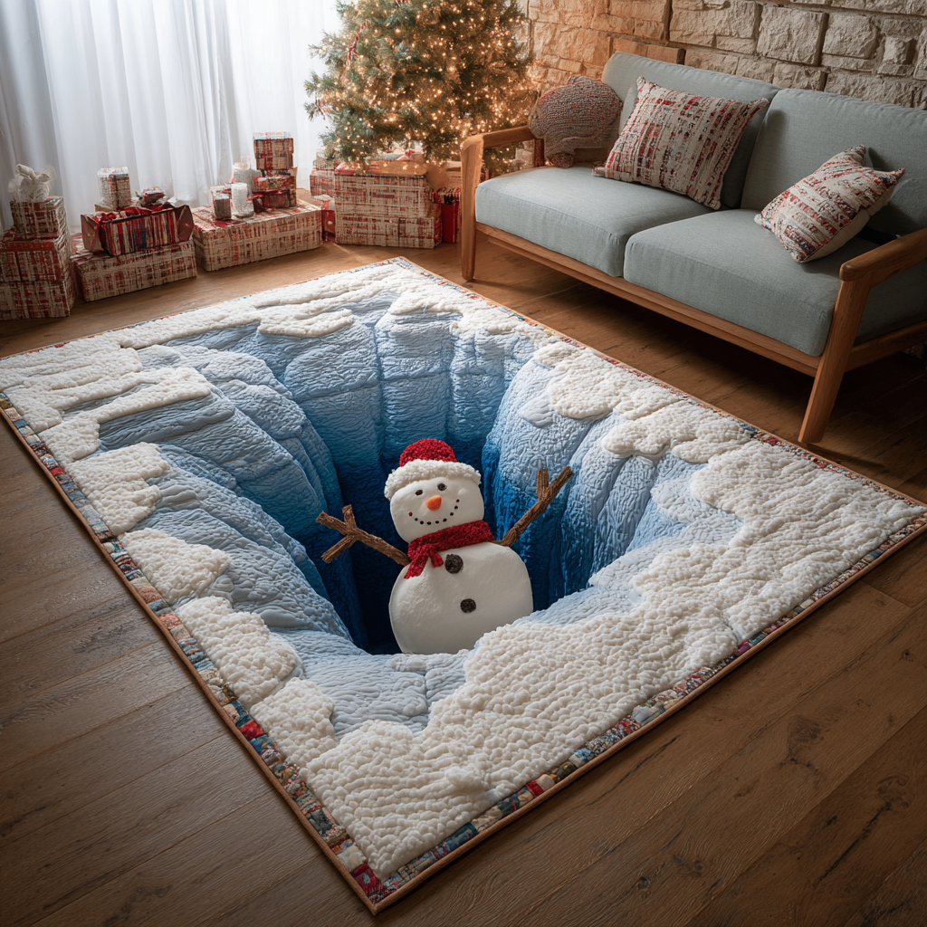 Winter Snowman Area Rug - Non-Slip Washable 3D Print Rug for Living Room & BedroomTVC2108210