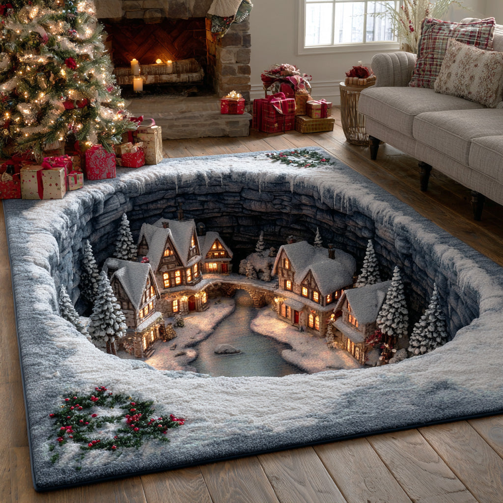 Winter Starlight Area Rug - Non-Slip Washable 3D Print Rug for Living Room & BedroomTVC2108210