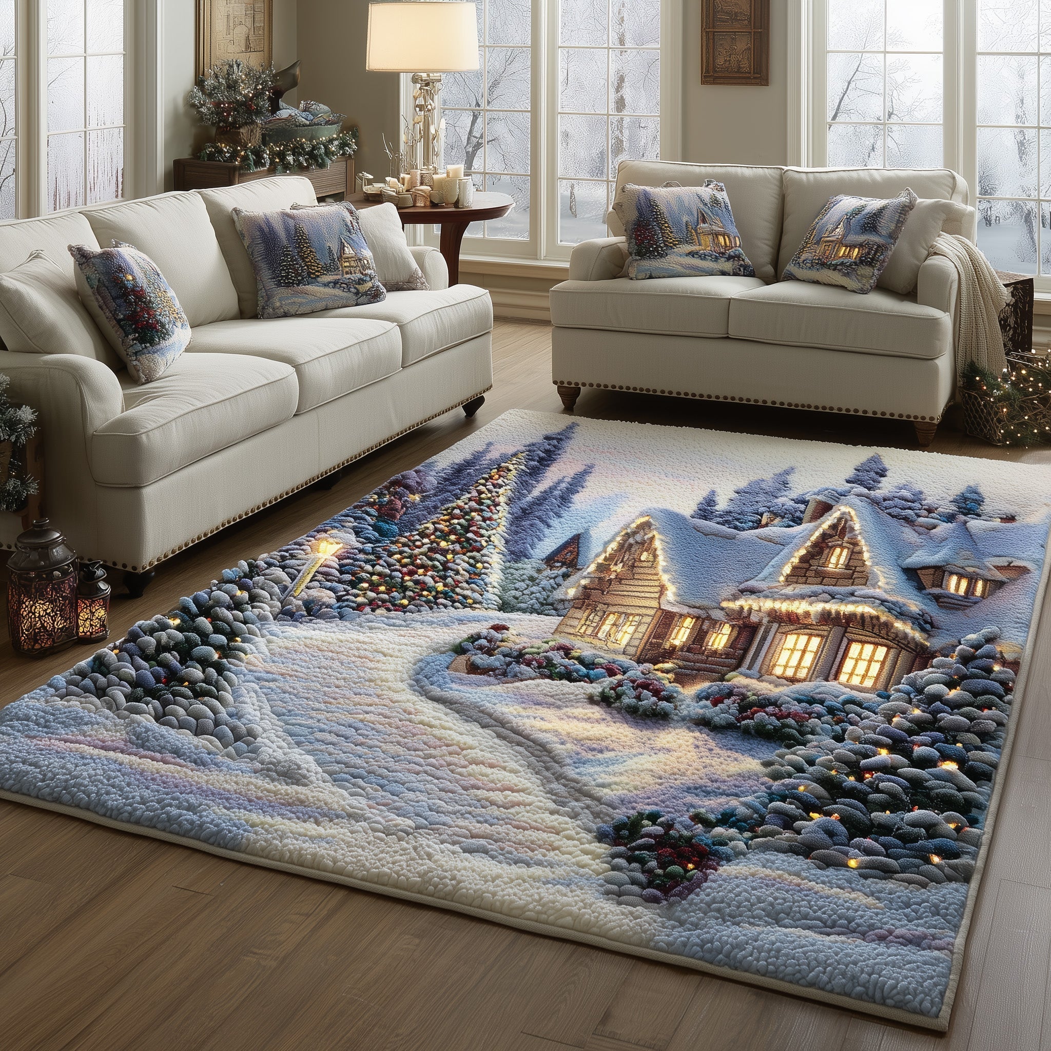 Winter Wonderland Area Rug - Non-Slip Washable 3D Print Rug for Living Room & BedroomTVC2108226