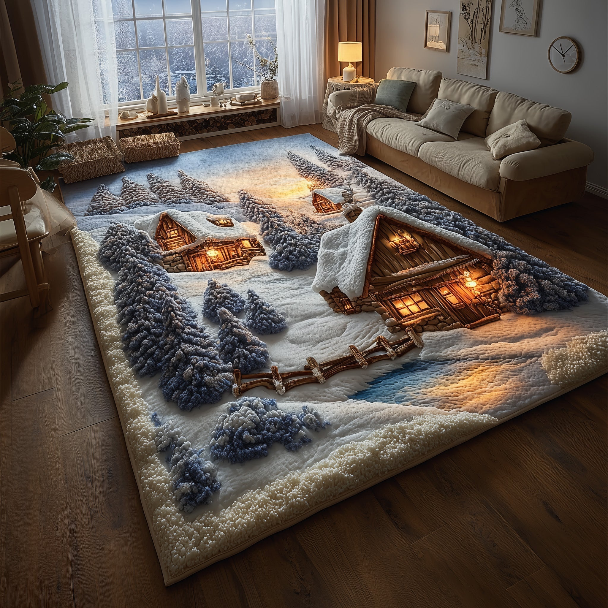 Winter Wonderland Area Rug - Non-Slip Washable 3D Print Rug for Living Room & BedroomTVC2108383