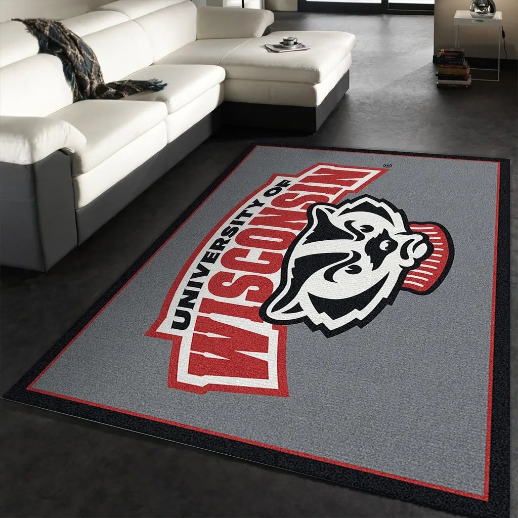 Wisconsin Badgers Rug - Logo Area for Living Room Black and Yellow