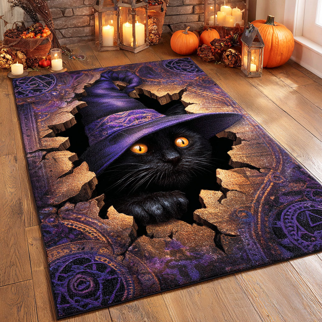 Witch Cat Night Halloween Area Rug - Non-Slip Washable 3D Print Rug for Living Room & BedroomTVC2108254
