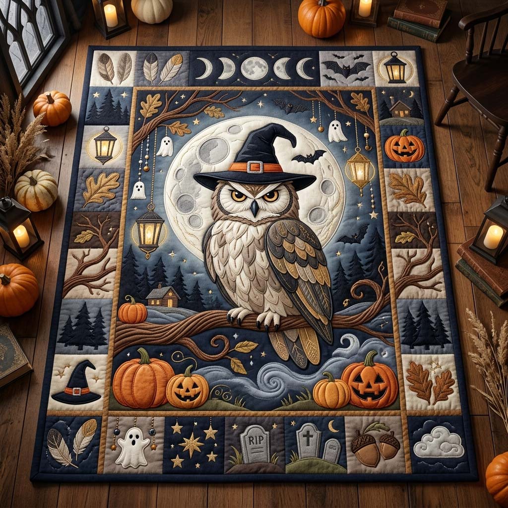 Witch Hat Owl Halloween Area Rug - Non-Slip Washable 3D Print Rug for Living Room & BedroomTVC2108360