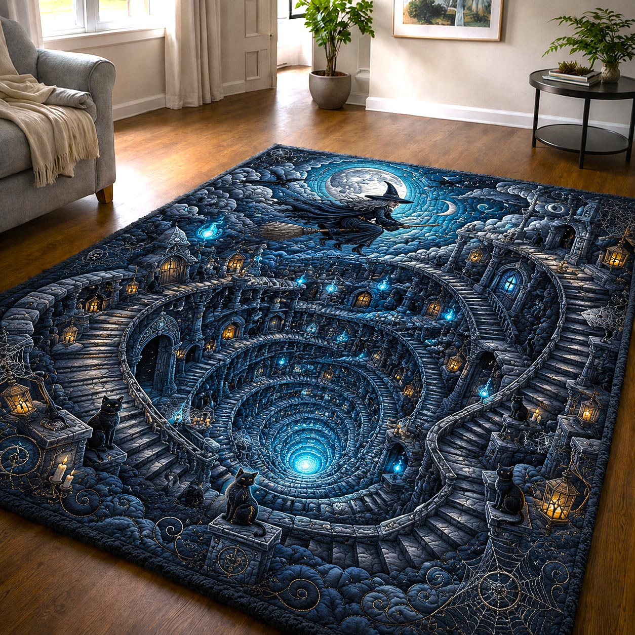 Witch Magic Halloween Area Rug - Non-Slip Washable 3D Print Rug for Living Room & BedroomTVC2108382