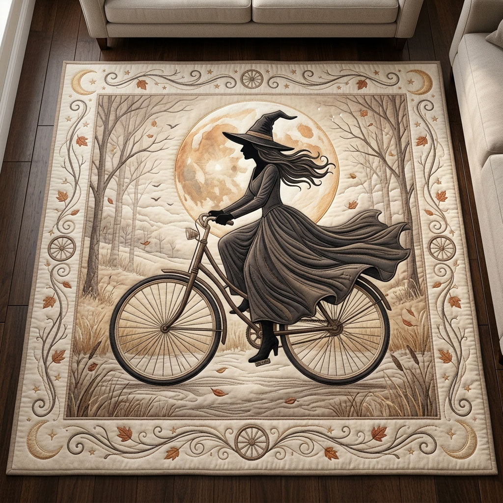 Witch On Bicycle Halloween Area Rug - Non-Slip Washable 3D Print Rug for Living Room & BedroomTVC2108360