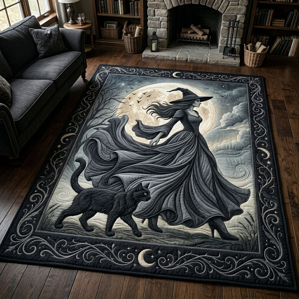 Witch With Black Cat Halloween Area Rug - Non-Slip Washable 3D Print Rug for Living Room & BedroomTVC2108360