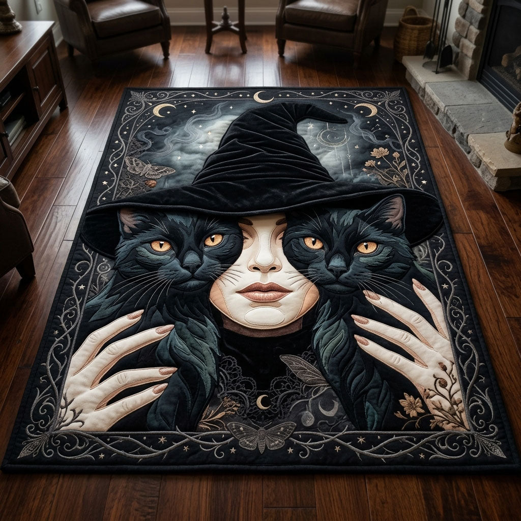 Witch With Her Cats Halloween Area Rug - Non-Slip Washable 3D Print Rug for Living Room & BedroomTVC2108382