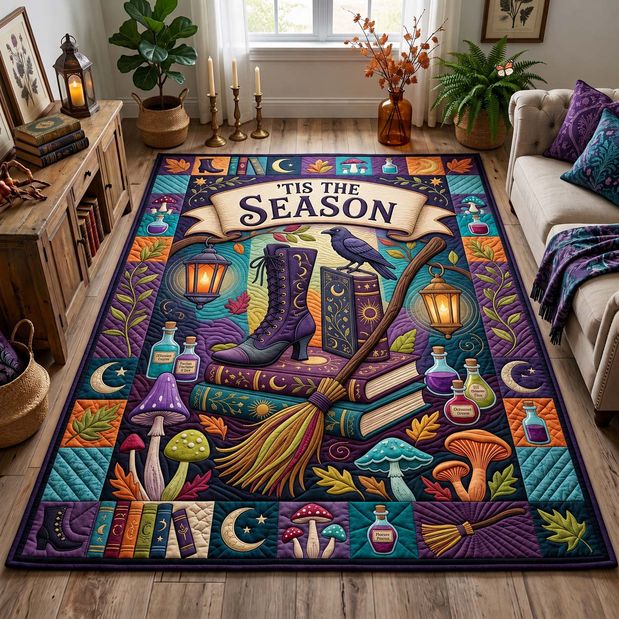 Witching Season Magic Halloween Area Rug - Non-Slip Washable 3D Print Rug for Living Room & BedroomTVC2108360