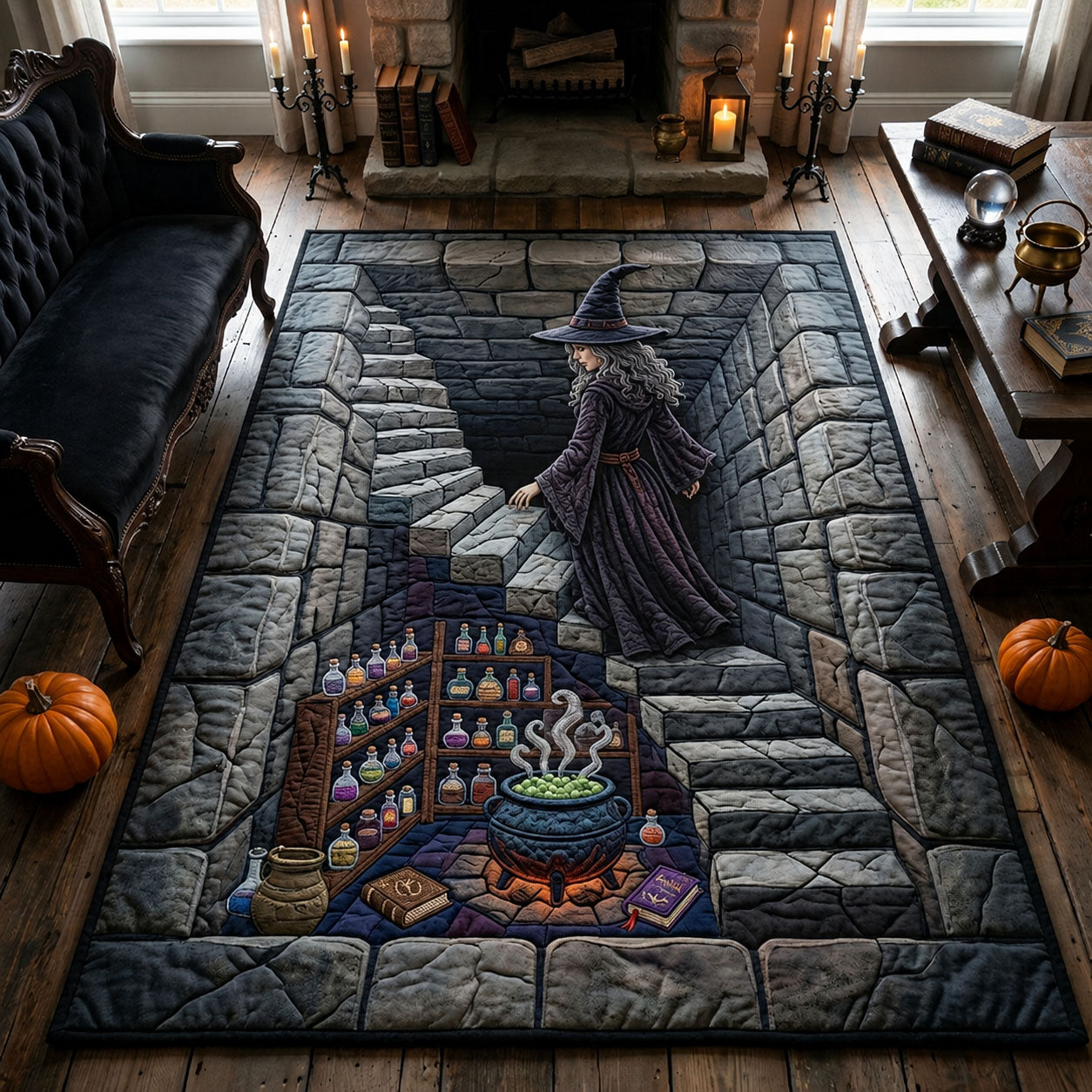 Witch's Cellar Halloween Area Rug - Non-Slip Washable 3D Print Rug for Living Room & BedroomTVC2108382
